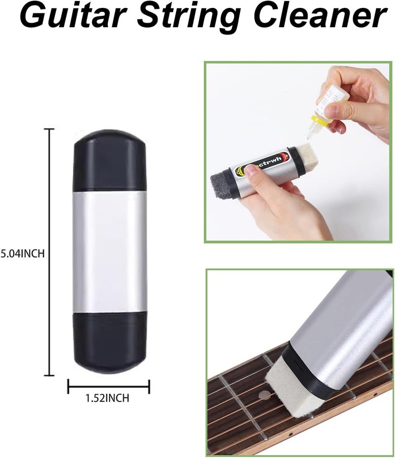 Meoctrwh Guitar Cleaning Kit, Fretboard Lemon Oil, Polish and Oil Care, Guitar String Cleaner Tool Brush String, Fret Care, Cleaning Brush & Cleaning Cloth, Extends Fretboard and String Life - Image 4